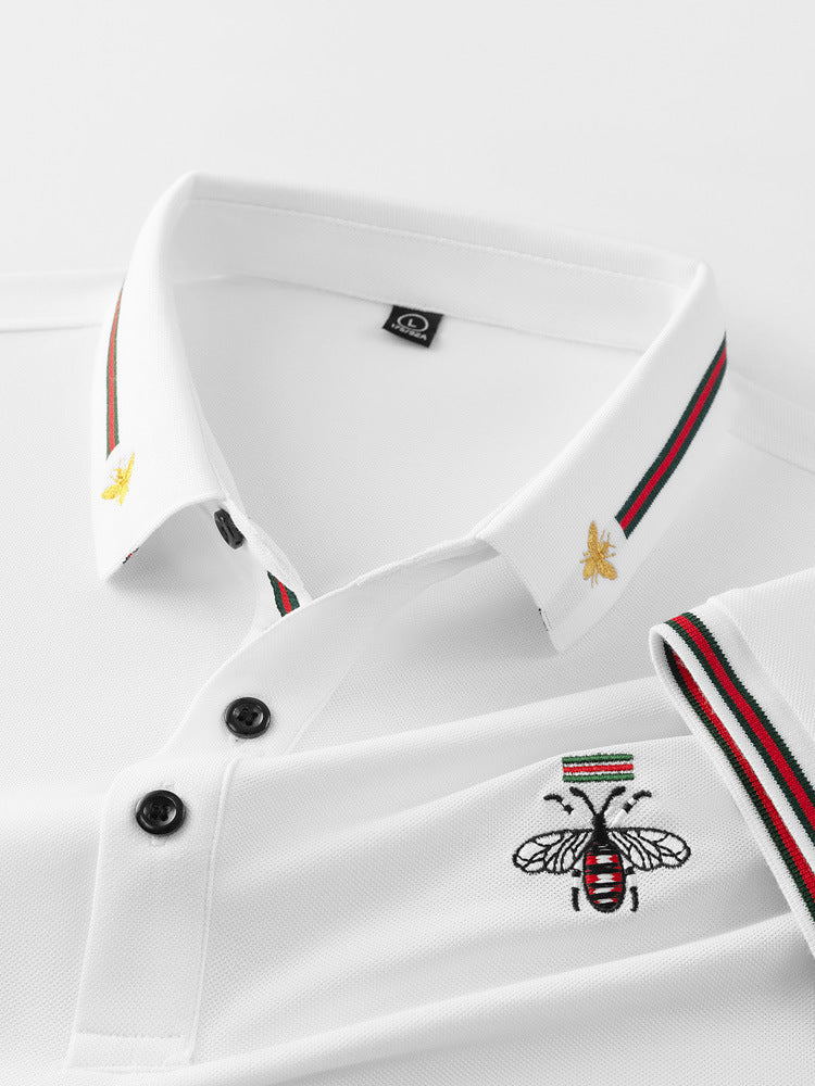 ๐ Embroidered Bee Pique Polo Shirt