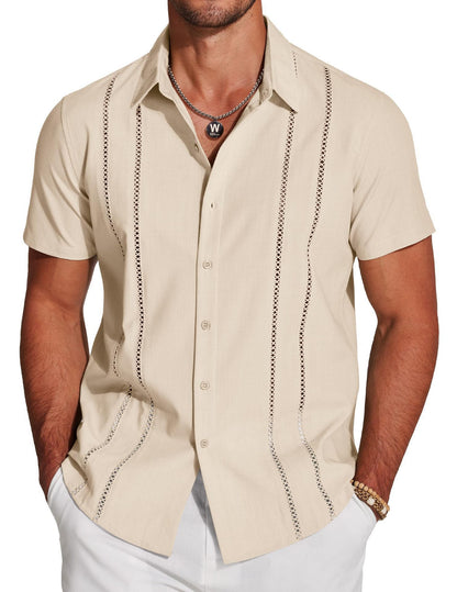Guayabera-Style Short-Sleeve Button-Up Shirt 🔥