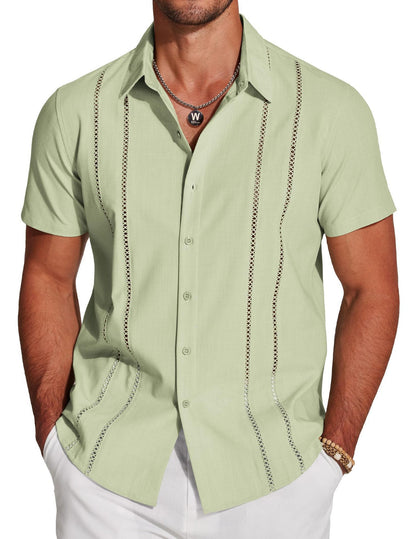 Guayabera-Style Short-Sleeve Button-Up Shirt 🔥