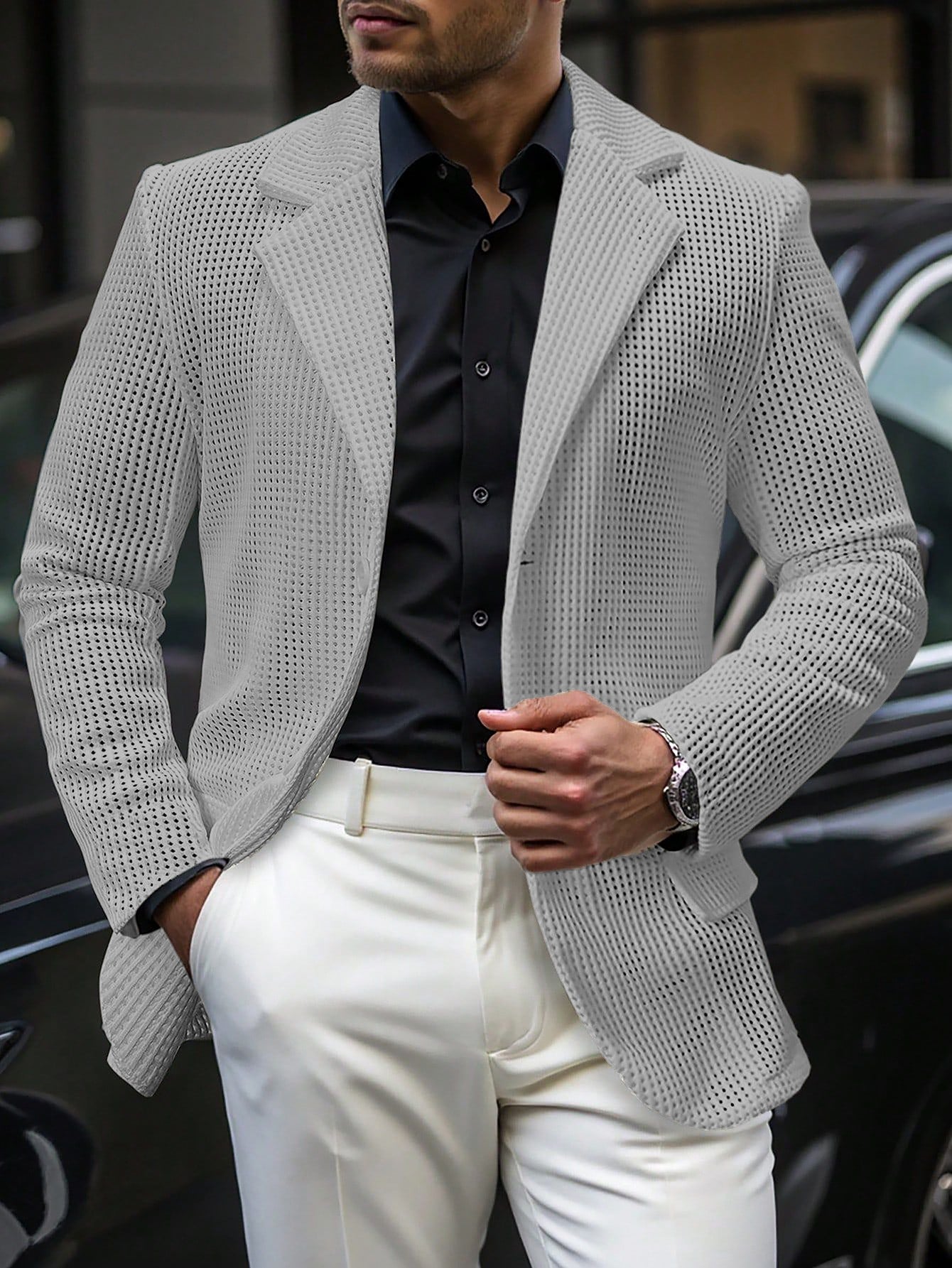 Men’s Perforated Mesh Blazer 🐻
