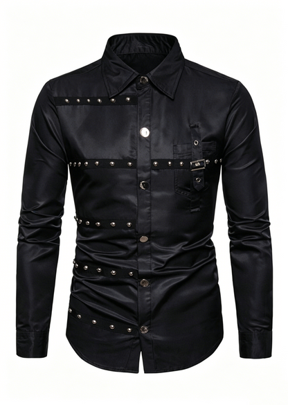 Men’s Gothic Rivet Satin Shirt ✨