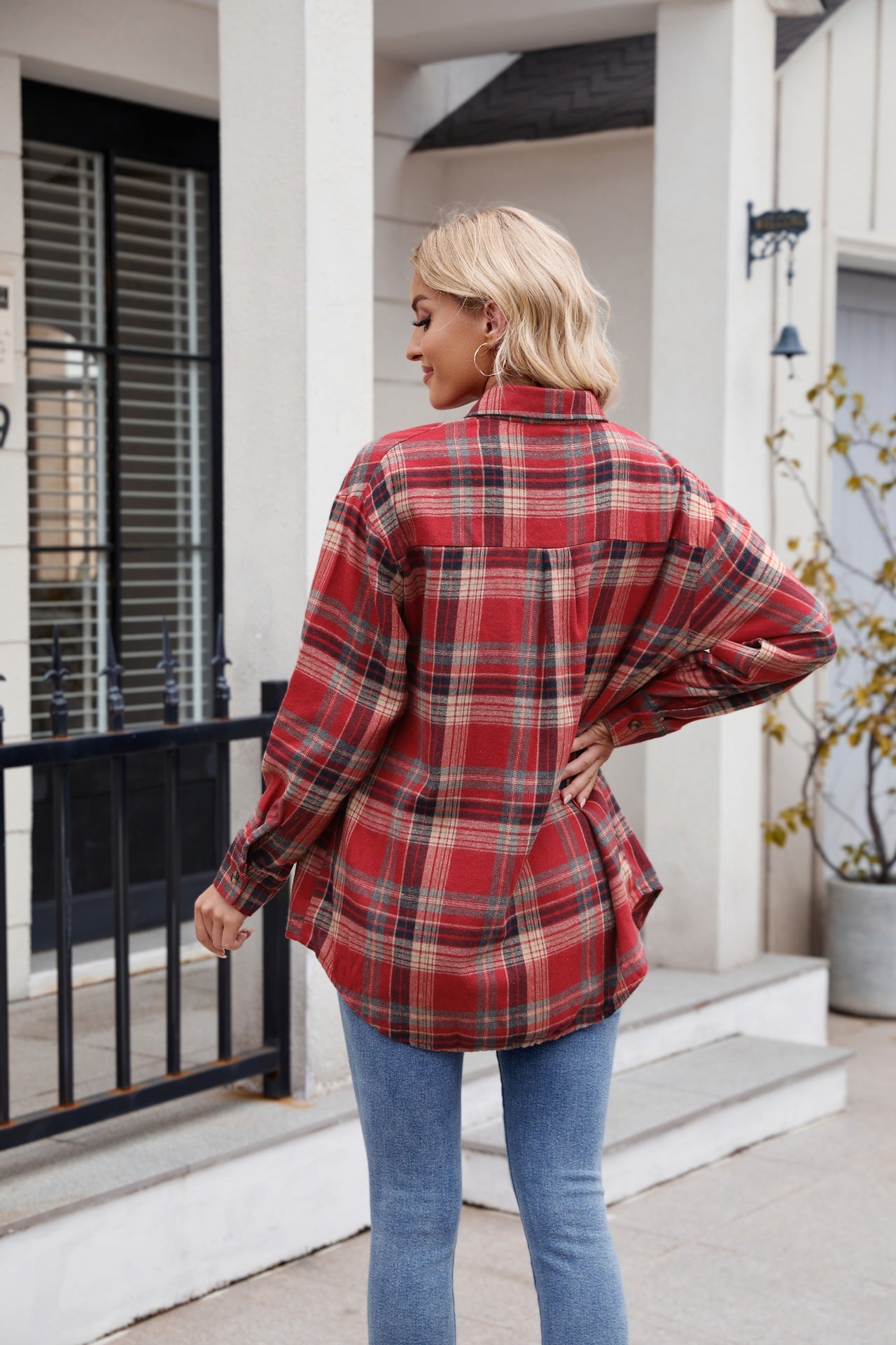🌈 Women's Loose-Fitting Long Checked Shirt