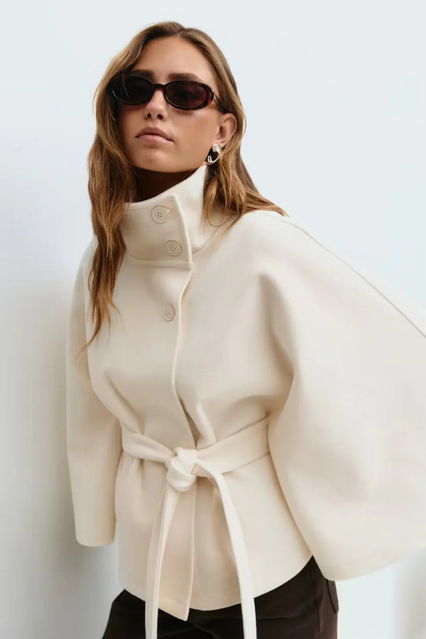 Stand-up Collar Waisted 🔥 Cape-Style Trench Coat