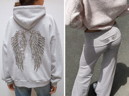 Angel Wings 👼 Casual Sportswear 💖 Fashionable Hoodie Set 🔥