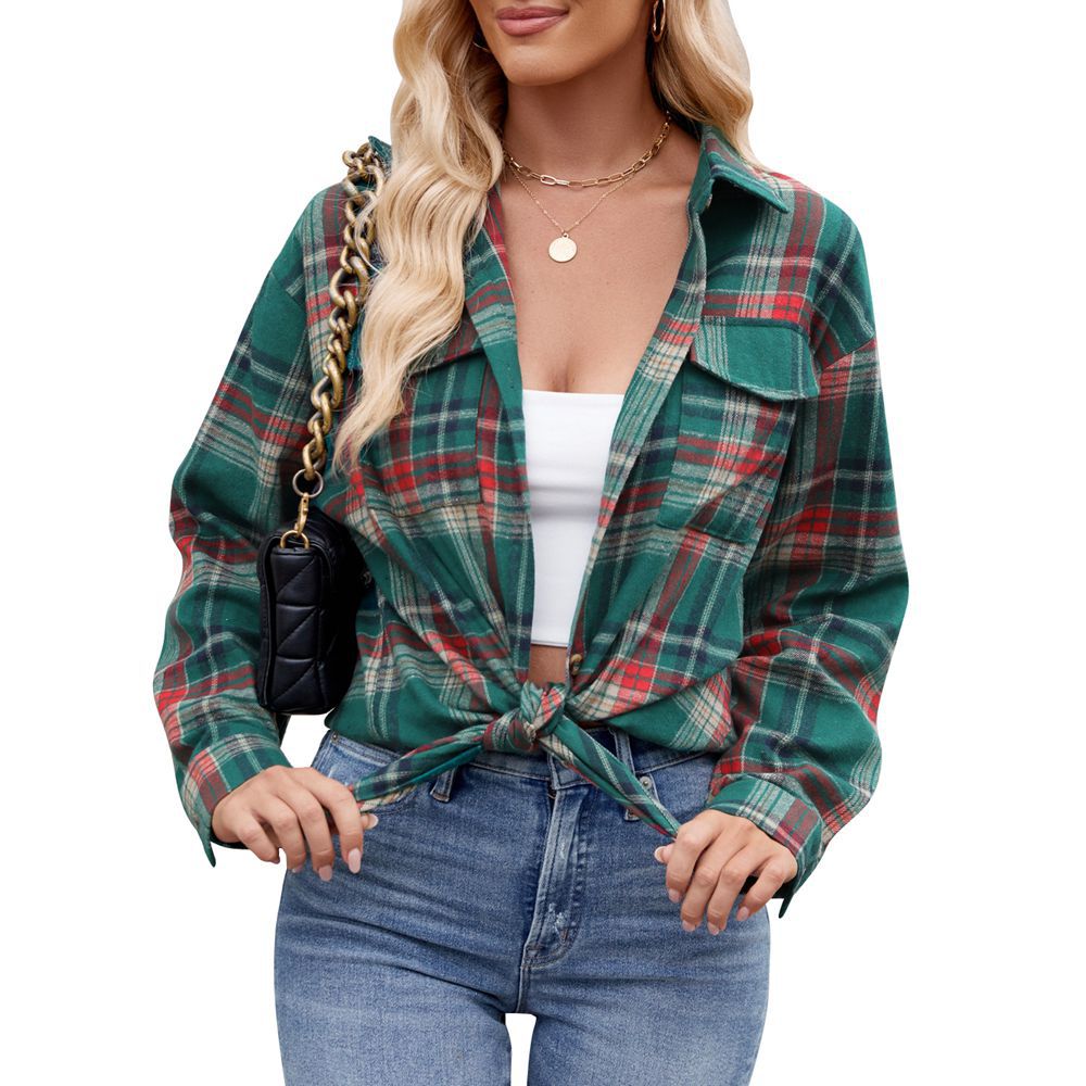 🌈 Women's Loose-Fitting Long Checked Shirt