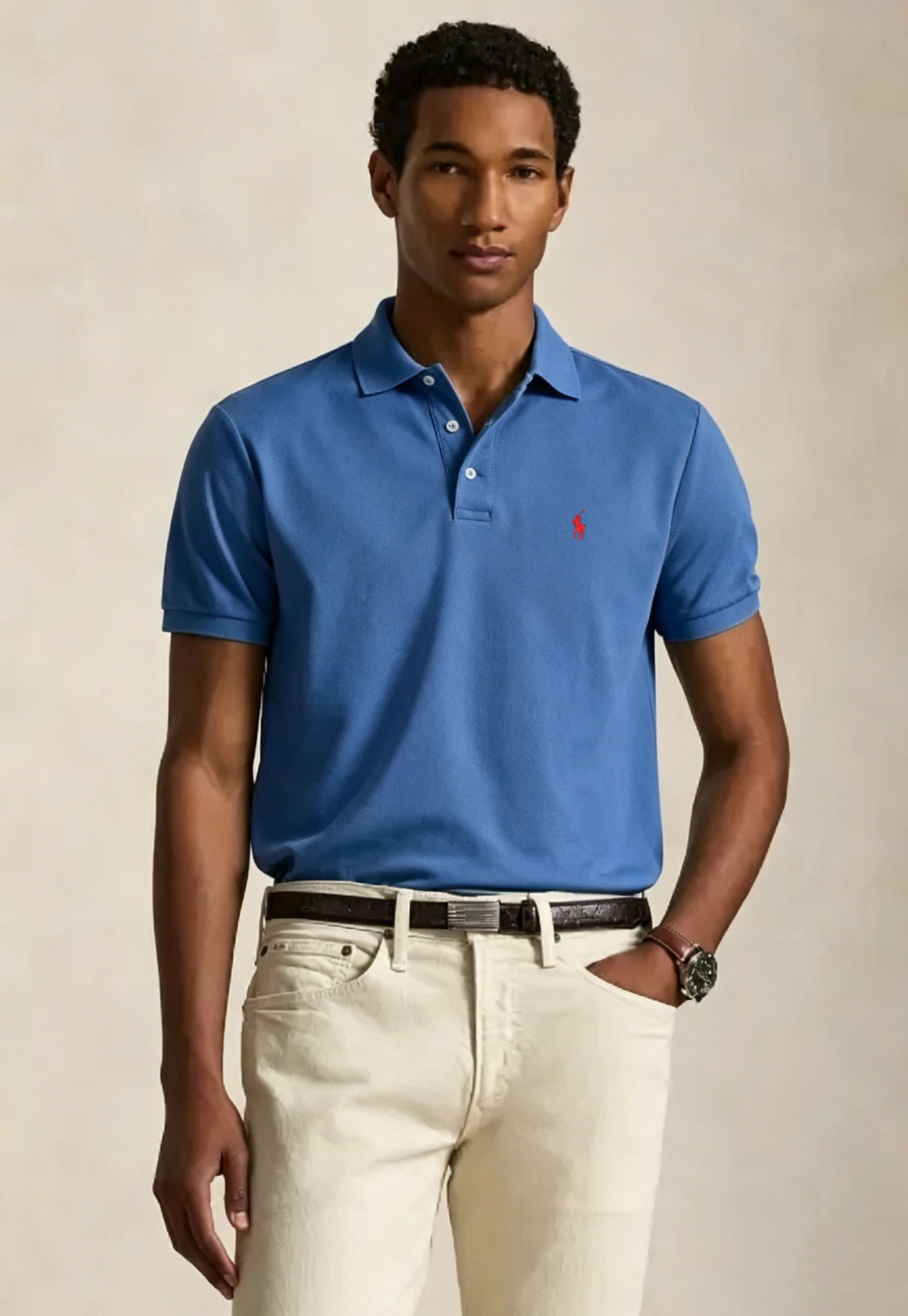 Men’s Classic Embroidered Pony Pique Polo Shirt