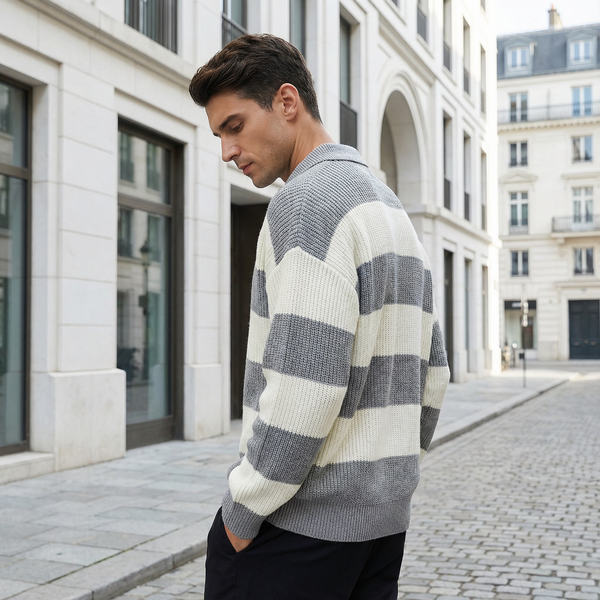 ✨ Heritage Striped Polo Knit