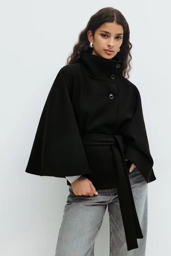 Stand-up Collar Waisted 🔥 Cape-Style Trench Coat