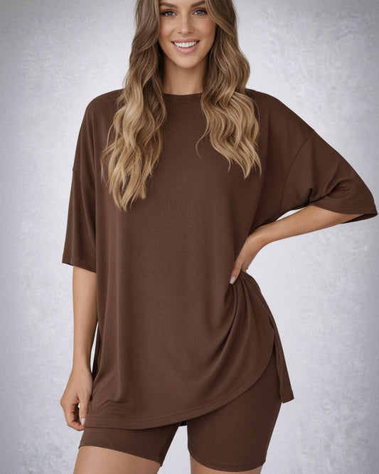 Split Hem Top 💕 Biker Shorts